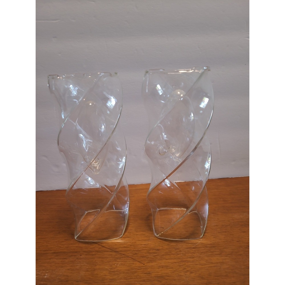 Firelight 8" 2 High‎ Sun Dancer Hand Blown Glass Oil Lamps Twisted Glass Column
